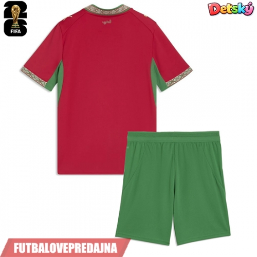 Lacne Dětský Futbalové dres Maroko MS 2026 Krátky Rukáv - Domáci (+ trenírky)